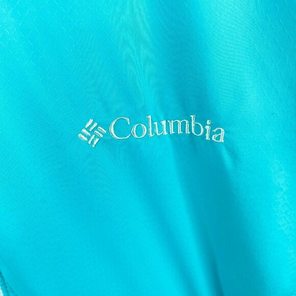 COLUMBIA Windbreaker Jacket Womens Size Medium Blue Hooded Nylon Outdoor Rain - Picture 2 of 6